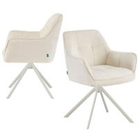 ESSZIMMERSTUHL THOMAS-DINA 2er-Set 360°drehbar - Creme/Weiß, Textil/Metall (61/83/62cm) - DUBI Möbel