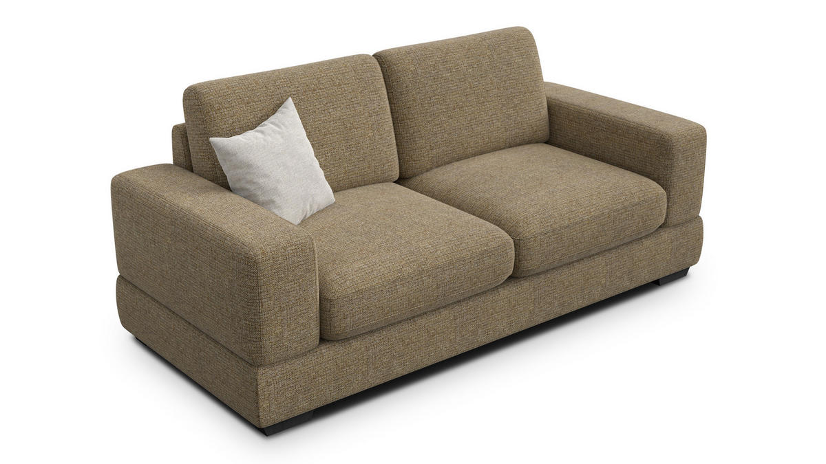 SOFA OTTO 3-Sitzer, taupe - Taupe/Schwarz, Holz/Textil (201/89/98cm) - Courtois Laville