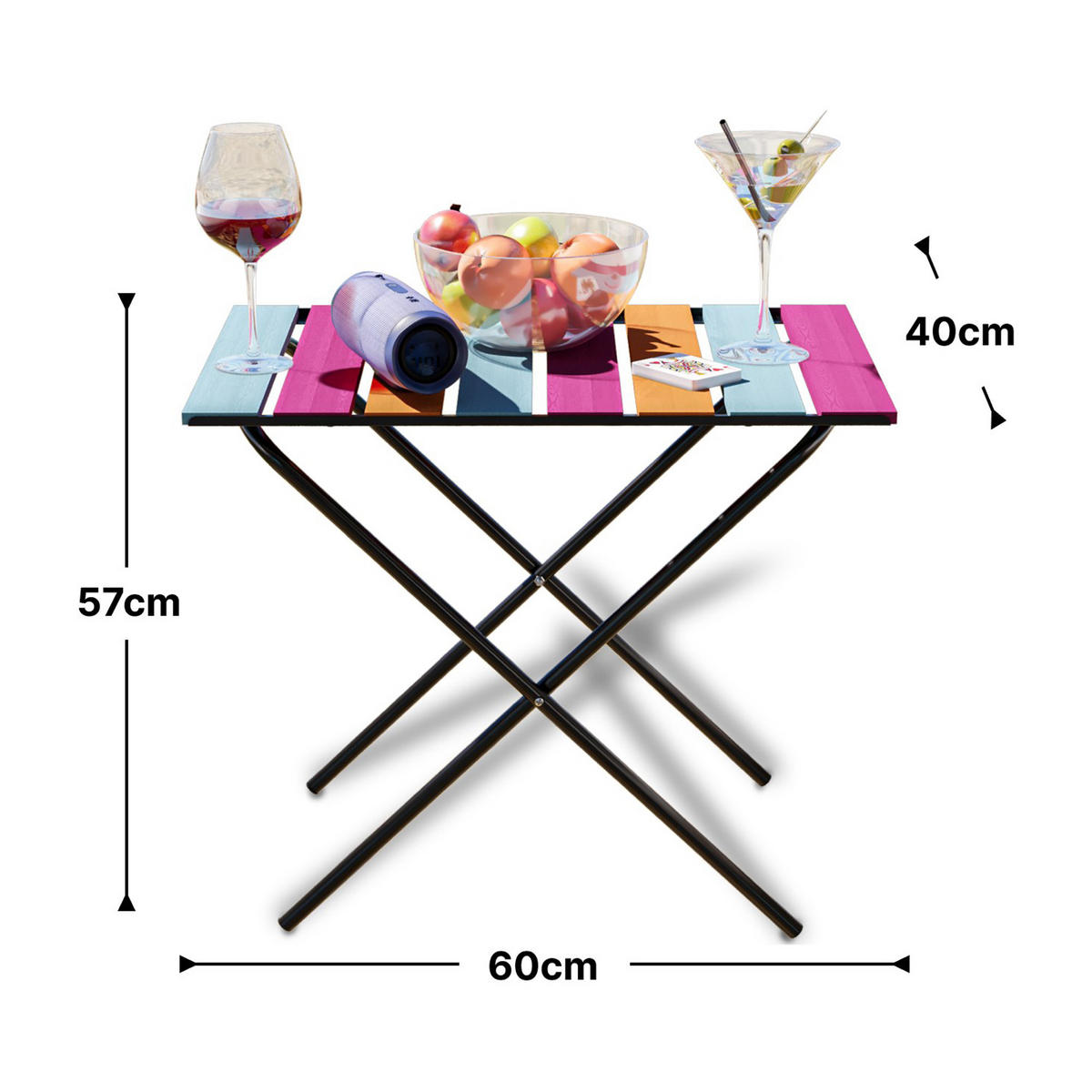 KLAPPTISCH Cavallino - Multicolor, Holz/Metall (40/60/57cm) - [en.casa]