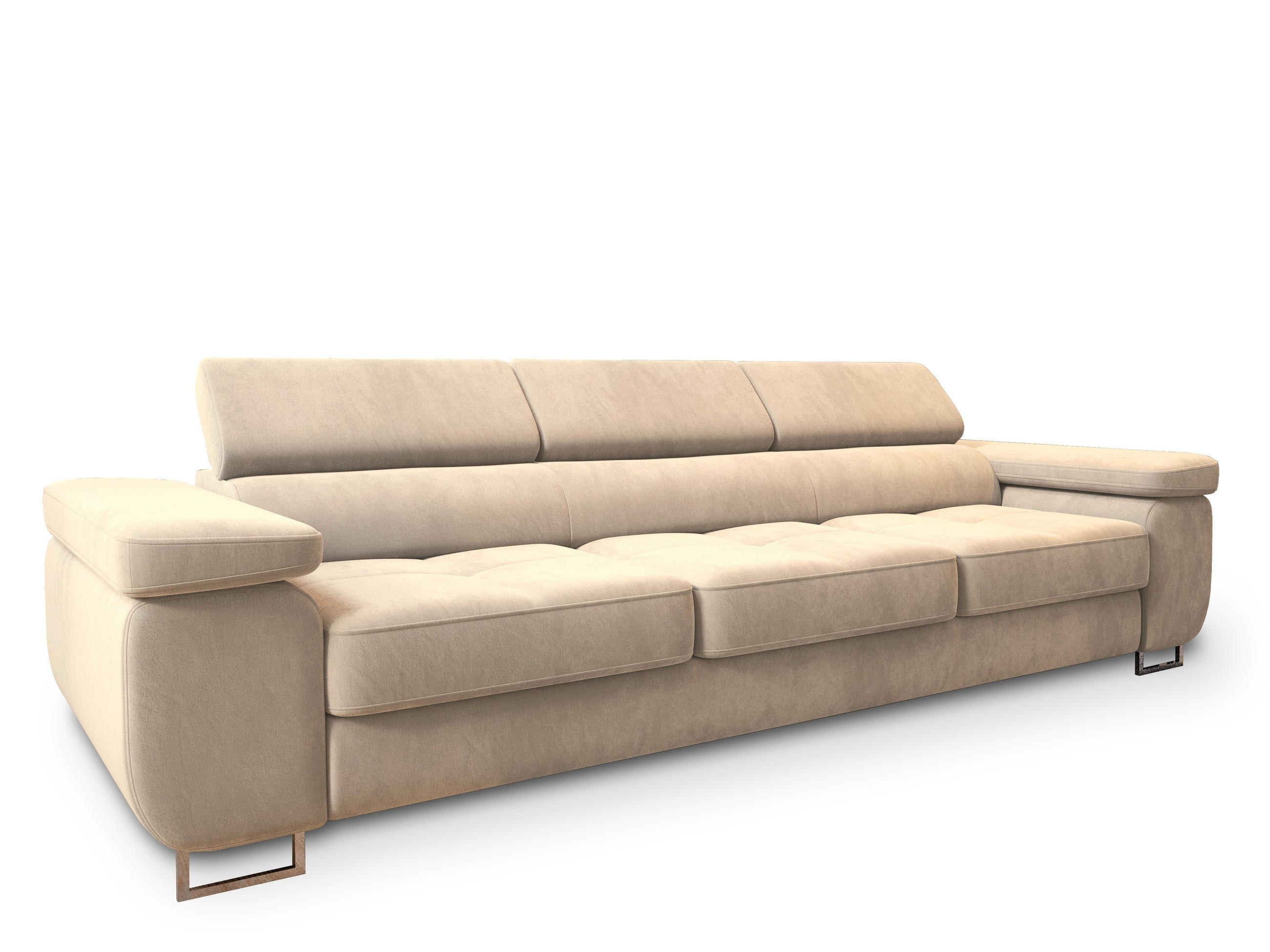 BETTSOFA MOSINE Wanilia Velours-Stoff mit Schlaffunktion - Beige, Textil (281/87/98cm) - MASSENO