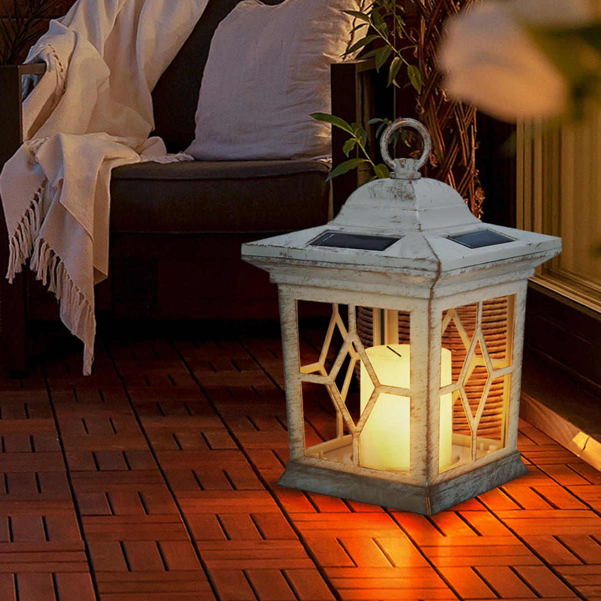 LED AUSSENLEUCHTE Solarmetall Weiß - Weiß, Metall (21/14.3/31cm) - Globo Lighting