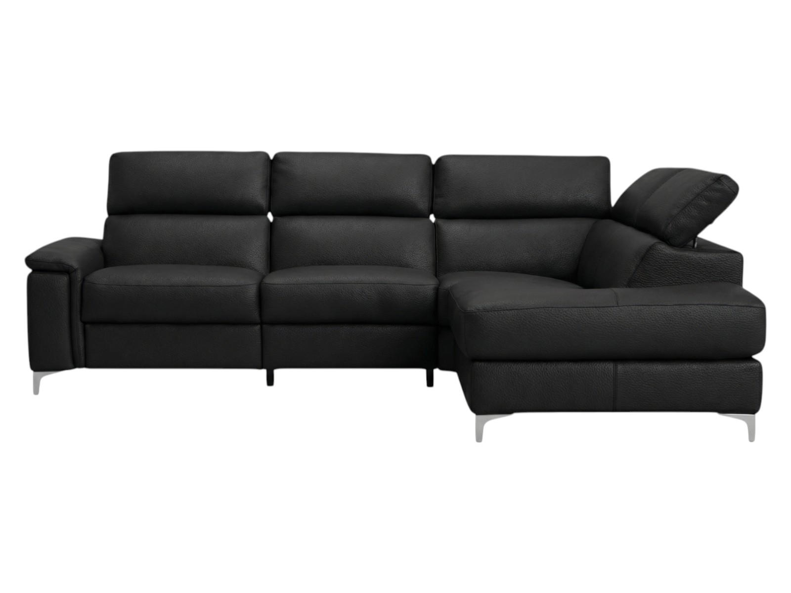 ECKSOFA Avenger Echtleder Schwarz - Schwarz, Leder/Metall (271/81/224cm)
