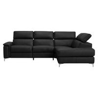 ECKSOFA Avenger Echtleder Schwarz - Schwarz, Leder/Metall (271/81/224cm)