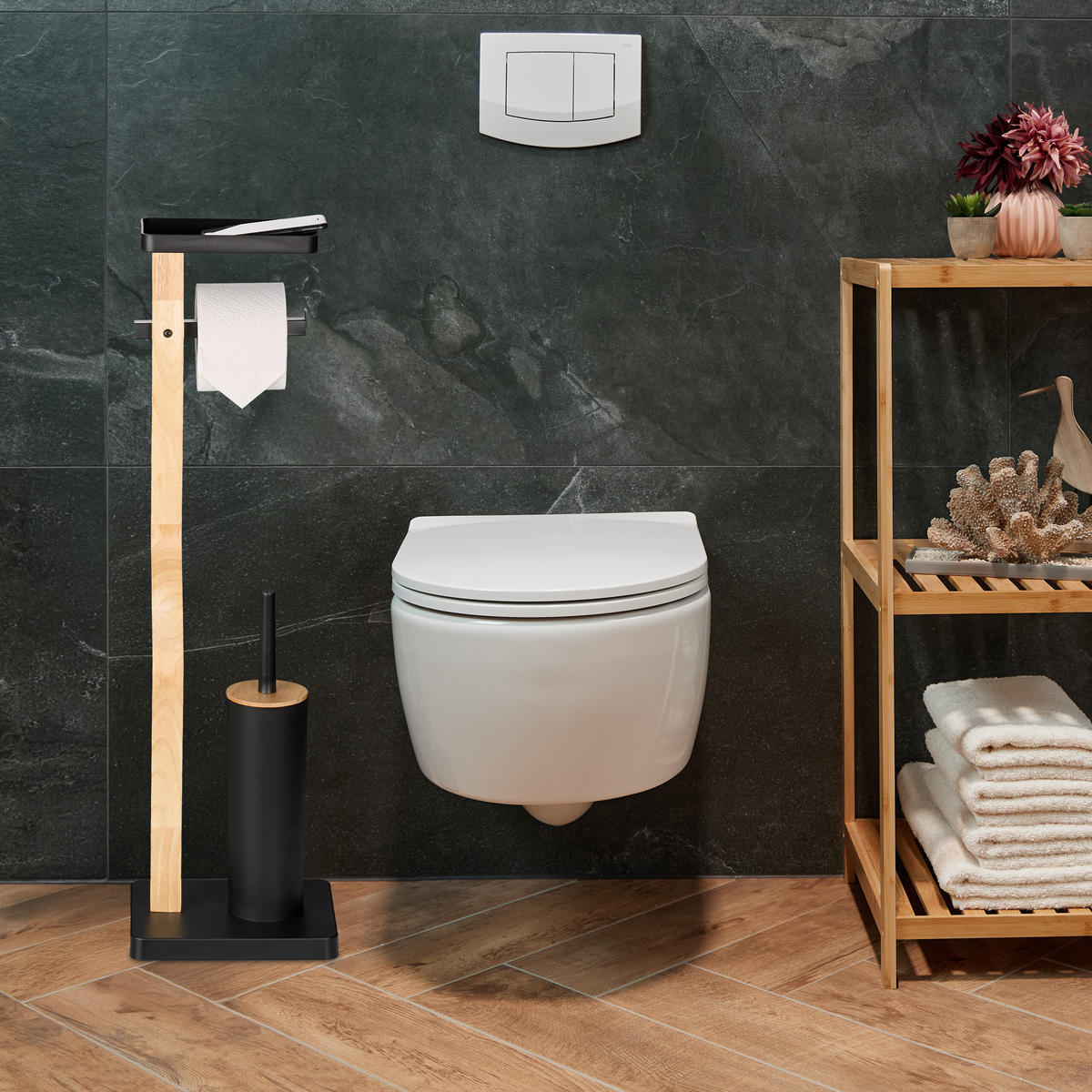 WC-GARNITUR - Weiß, Holz/Kunststoff (23/80.5/18cm) - Relaxdays