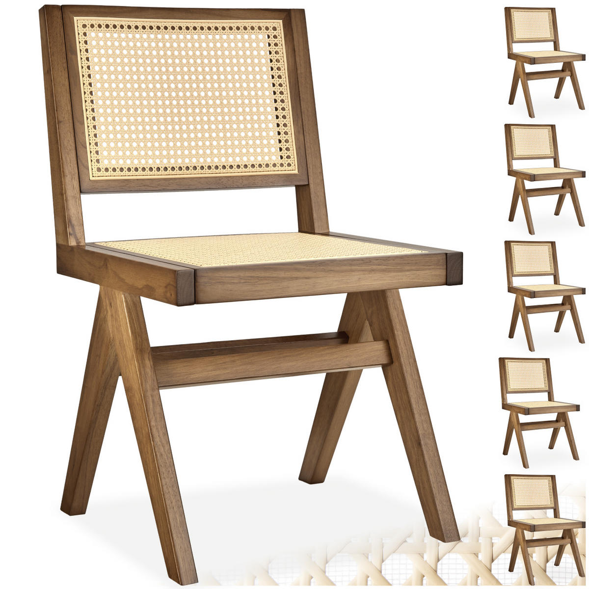 HOLZSTUHL 6er Set Lissy,48,5 x 53,5 x 83 cm, Belastbarkeit 120 kg,Eiche hell - Eichefarben, Holz (48.5/83/53.5cm) - tectake