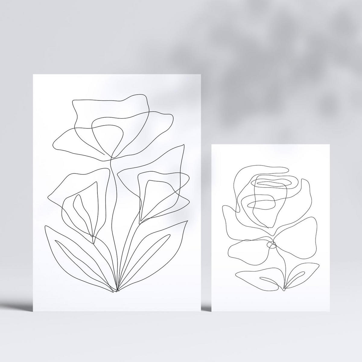 POSTER Set Mit 6 Angenehmes Lule In Blume Zusammenfassung Ästhetische Dekorative Gemälde Für Ihr Wohnzimmer, Schlafzimmer, Zuhause A3 & A4 Rahmenlos - Klar, Papier (29/3cm) - Nacnic