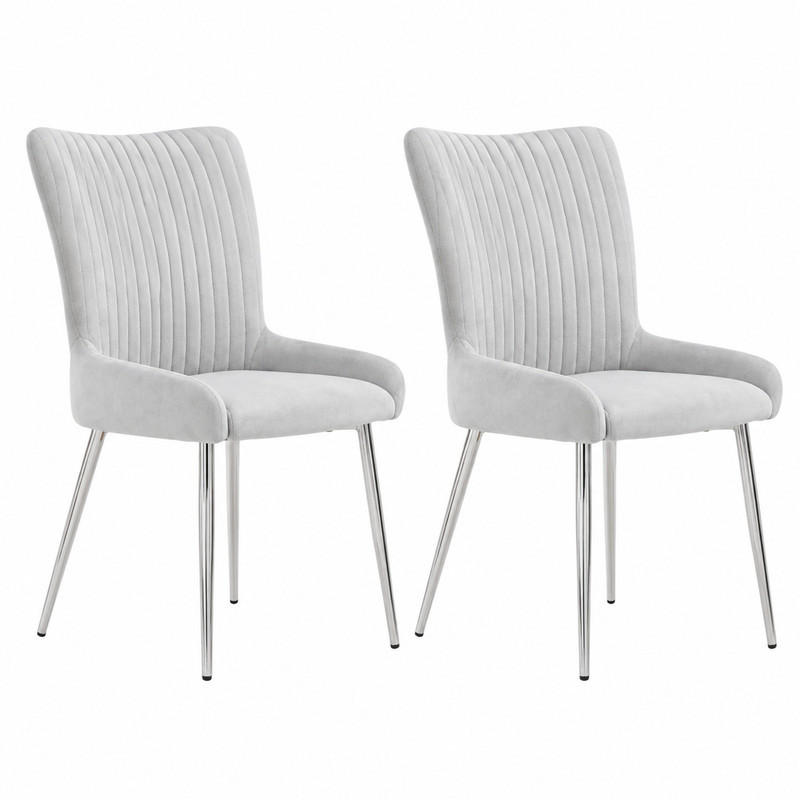 ESSZIMMERSTUHL 2er-Set Samt Grey mit Metallbeinen - Grau, Metall (47/85/58cm) - Meubliv