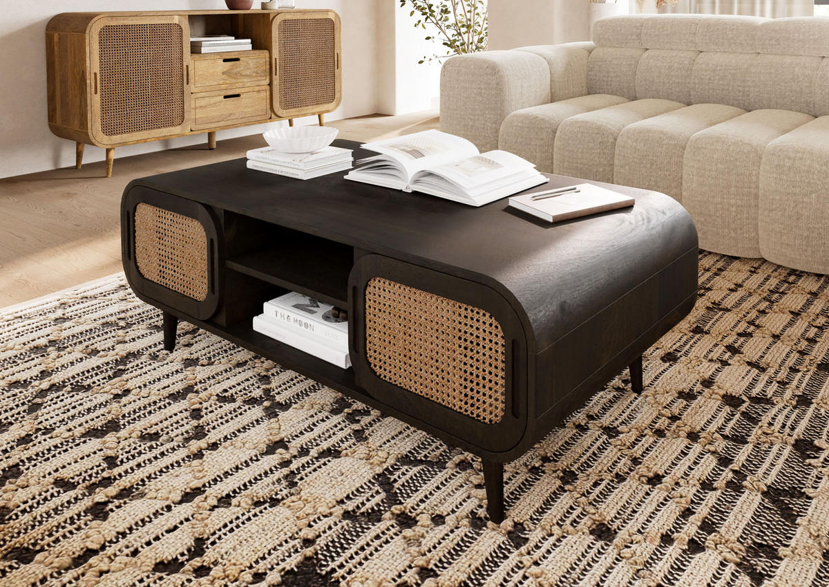 COUCHTISCH Mango 120x60x45 dunkelgrau lackiert VALENCIA #201 - Grau, Holz (120/60/45cm) - Massivmoebel24