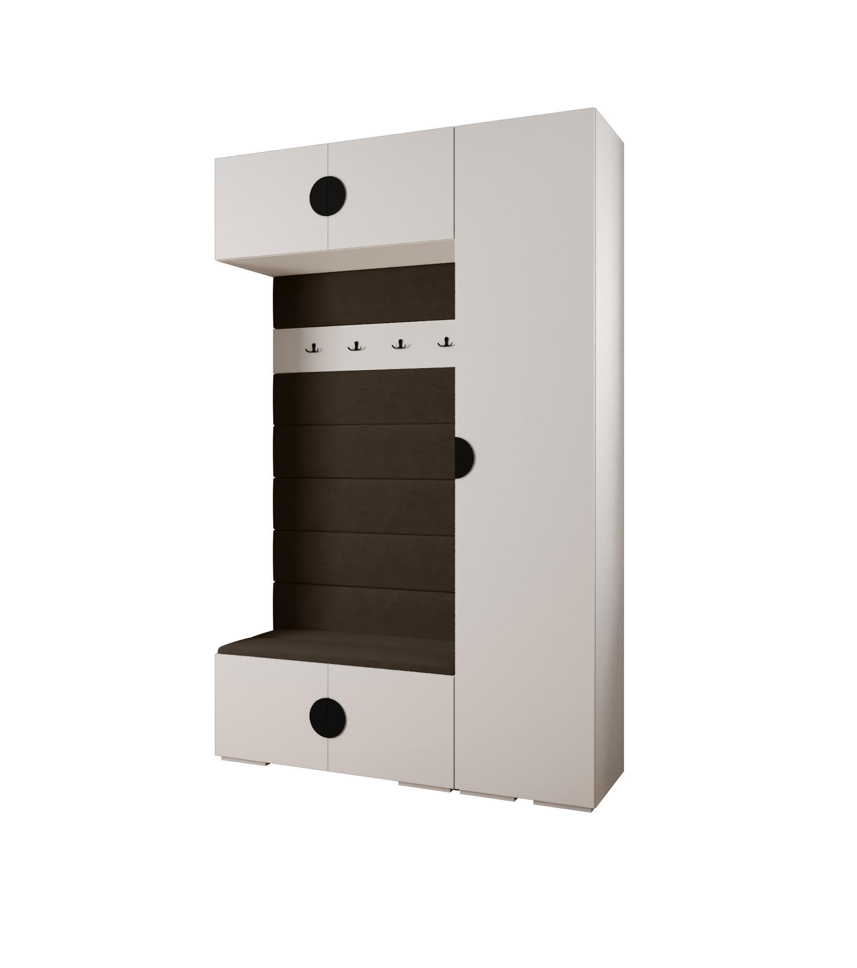 Abiks Möbel Garderoben-Set Weiß, Braun, Schwarz 150x236.7x47 cm