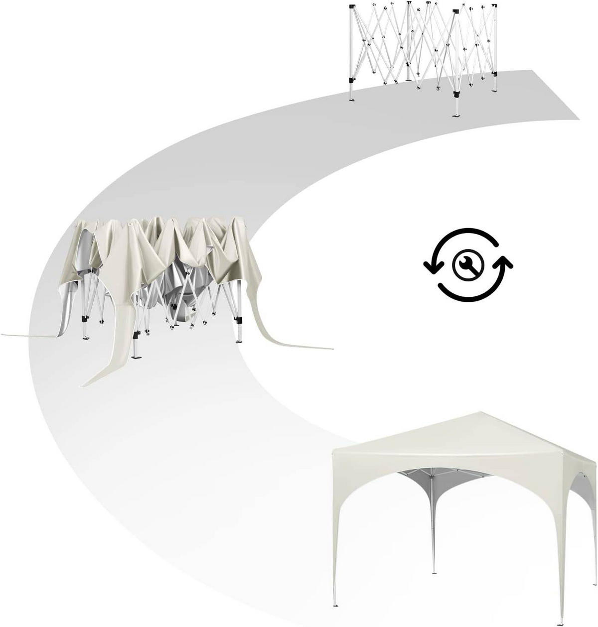 PAVILLON Faltbar wasserdichter Faltpavillon, aus Oxford Metallrahmen 3x3m - Beige, Metall (300/260/300cm) - Woltu