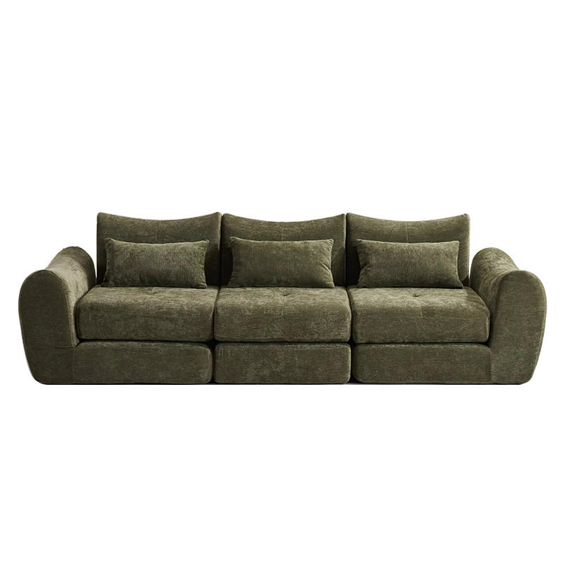 SCHLAFSOFA 3-Sitzer Chenille, Modernes Lounge Sofa ohne Aufbau, Grün - Grün, Textil (262/78/97cm) - Kaket