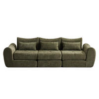SCHLAFSOFA 3-Sitzer Chenille, Modernes Lounge Sofa ohne Aufbau, Grün - Grün, Textil (262/78/97cm) - Kaket