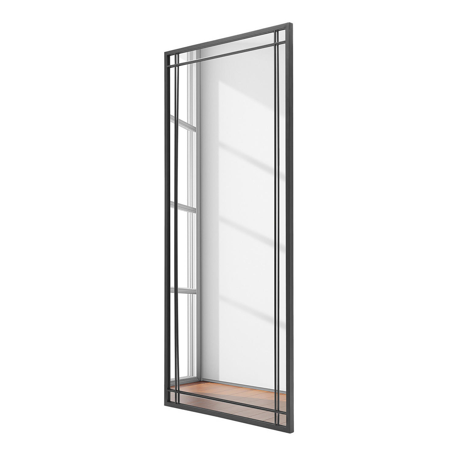 SPIEGEL - rechteckig mit Dekor - Metall - Schwarz - Schwarz, Metall (70/160/2.5cm) - home24