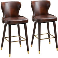 BARHOCKER 2er-Set mit Rückenlehne 52x53x101 cm Braun Holz - Braun, Holz (53/101/52cm) - Meubliv