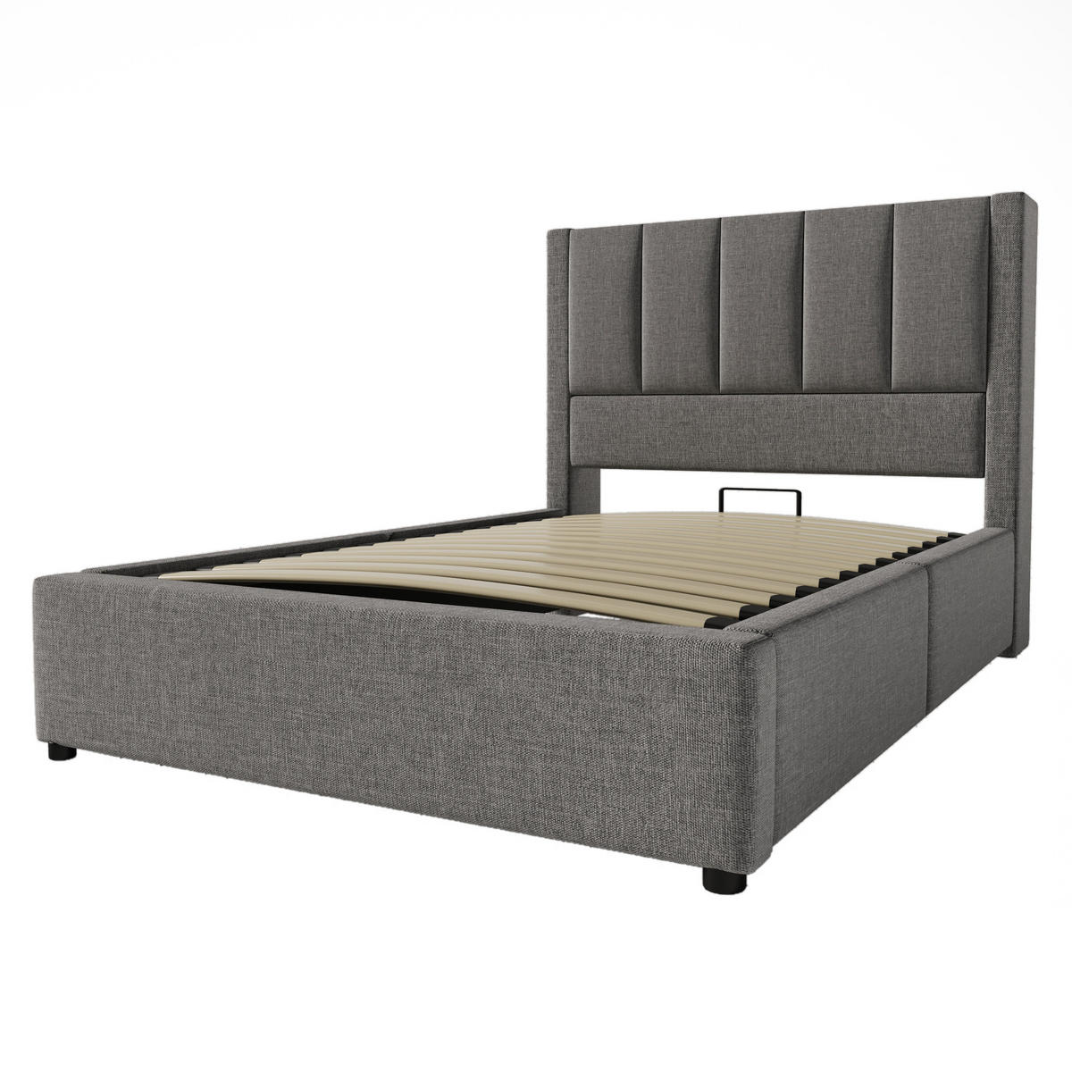 STAURAUMBETT 90/200 cm DE-00536, in Beige, verstecktem Becherhalter und hydraulischem Stauraum - Grau, Metall (90/200cm) - ComfortXL