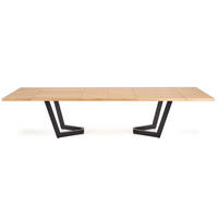 ESSTISCH Massive Eiche Natur / schwarz 340 / 90 / 77cm - Eichefarben/Schwarz, Holz/Holzwerkstoff (90/340/77cm) - Feldmann-Wohnen