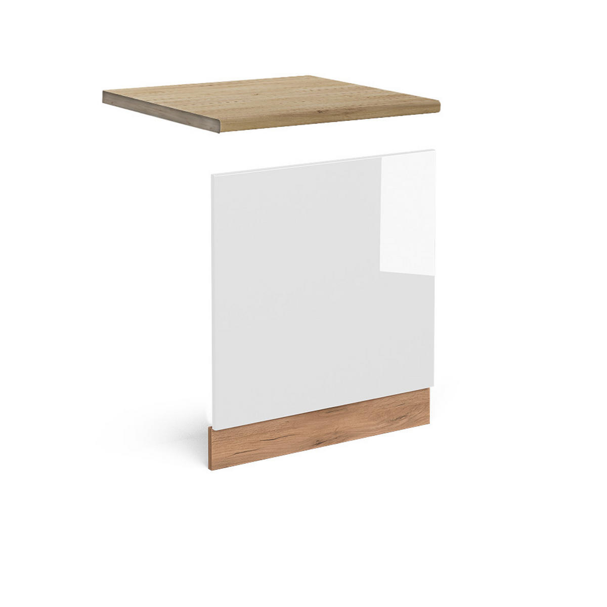 FRONTBLENDE R-Line Weiß Hochglanz 60 cm, AP Eiche - Honigeiche/Weiß Hochglanz, Holzwerkstoff (60/57.2/1.6cm) - Vicco