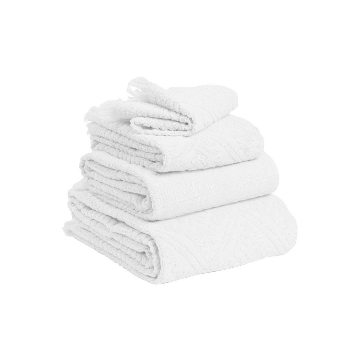DUSCHTUCH Zoé schneeweiß 70 x 140 cm - Weiß, Textil (70/140cm) - Vivaraise