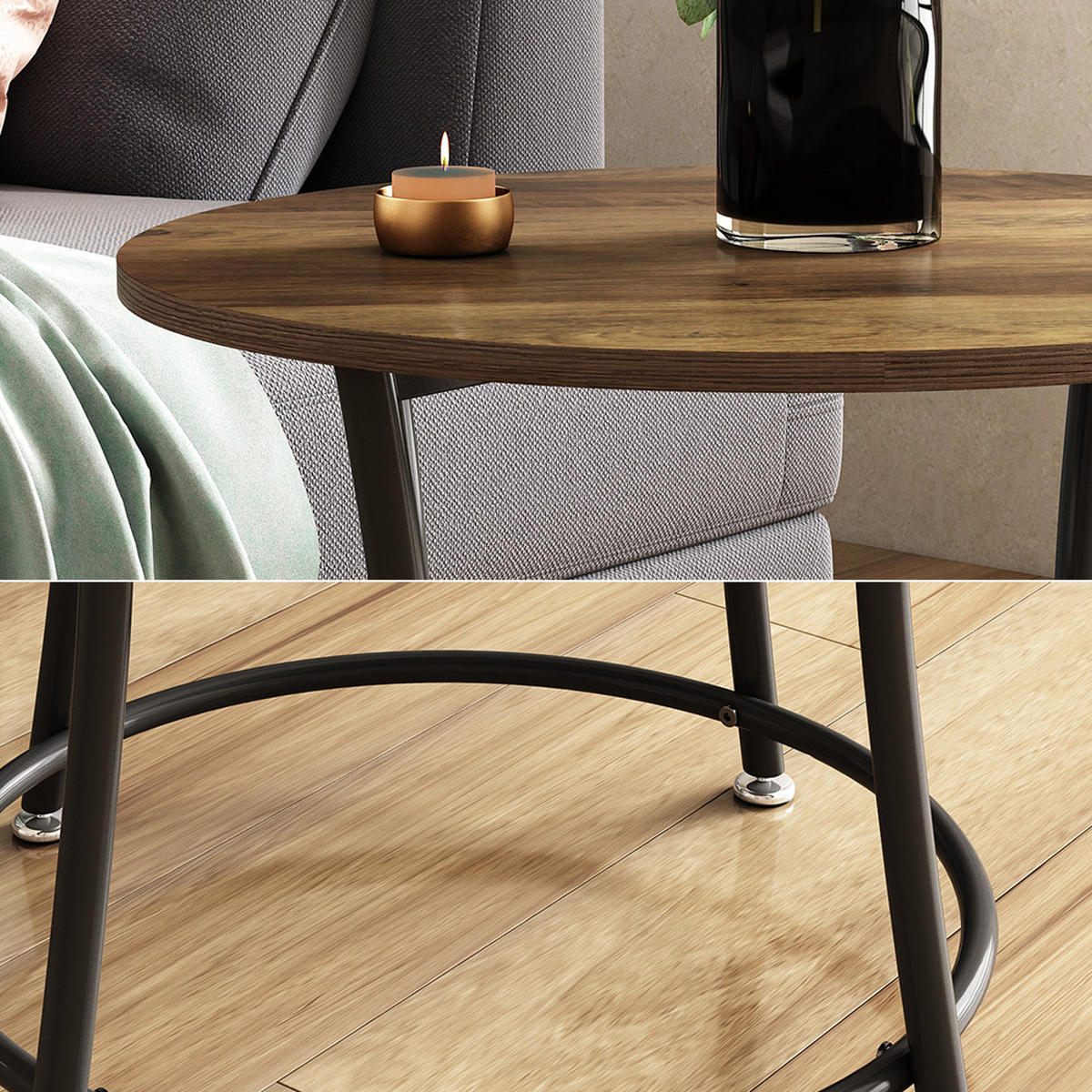 COUCHTISCH Quebec Antikholz 50 x 50 cm mit Ablage - Alteiche, Holzwerkstoff (50/50/55cm) - Vicco