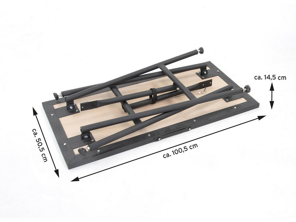 WERKBANK Klappbar 100/50/85 cm 200 kg Tragkraft Stahl Sperrholz - Schwarz, Holz (51/5/101cm) - Rikta
