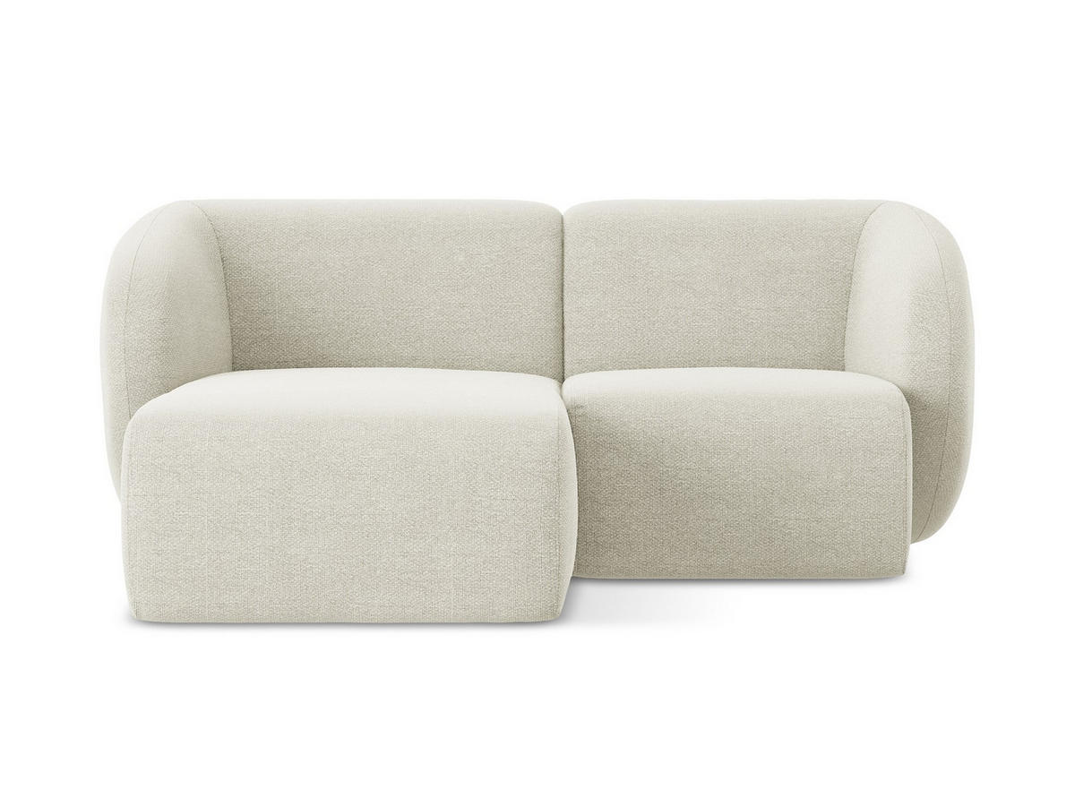 ECKSOFA Links Bouclé Stoff Beige - Sandfarben/Schwarz, Holzwerkstoff/Kunststoff (178/166cm) - Makamii