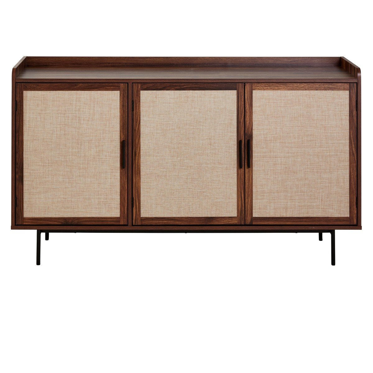 SIDEBOARD mit 3 Türen in Nussbaumdekor und Stofffronten 39,5/79/140 cm - Nussbaumfarben, Holzwerkstoff (39.5/79/140cm) - Calicosy
