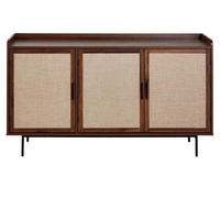 SIDEBOARD mit 3 Türen in Nussbaumdekor und Stofffronten 39,5/79/140 cm - Nussbaumfarben, Holzwerkstoff (39.5/79/140cm) - Calicosy