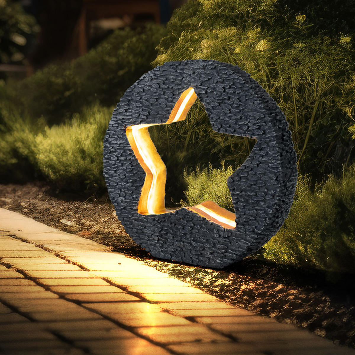 LED AUSSENLEUCHTE Steinoptik Grau Gold - Grau, Kunststoff (31/8.5/29.5cm)