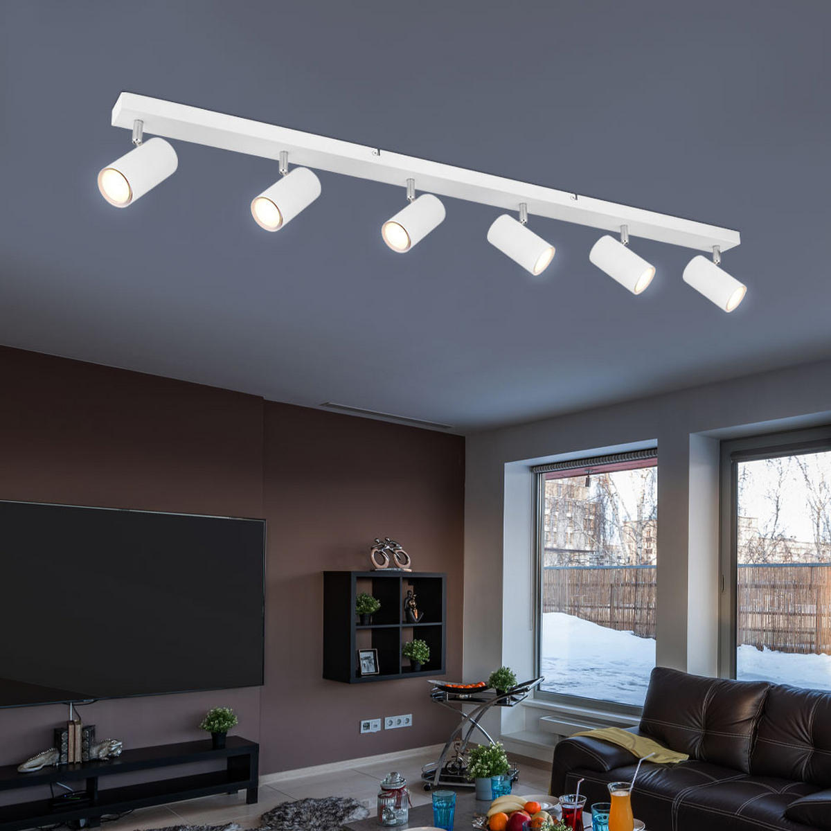 LED DECKENLEUCHTE Metall Weiß 6-flammig - Weiß, Metall (115/6/12cm) - Globo Lighting