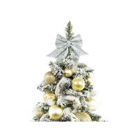 WEIHNACHTSBAUM künstlicher 60 cm mit LED-Beleuchtung, GOLDWEIHNACHTEN, mit 34 Weihnachtsbaumschmuck, Pflanztopf mit Jutesack - Champagner/Silberfarben, Kunststoff/Stein (40/60cm) - LAALU
