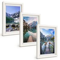 BILDER SET 3er Set - 20x30 cm Weißer Rahmen - Berge, Seen, Holzstege - Weiß, Kunststoff (20/30cm) - TULUP
