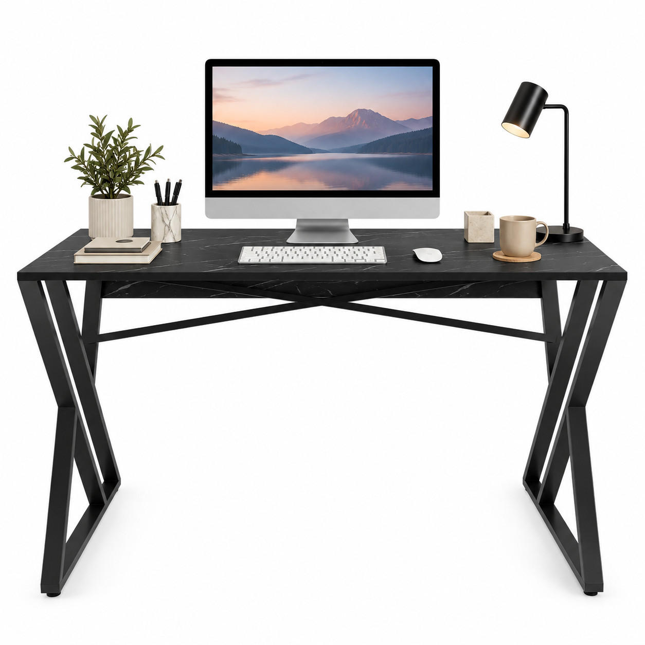 SCHREIBTISCH Gyza Bendire Schwarz - Schwarz, Holzwerkstoff (120/60/75cm) - Decorotika