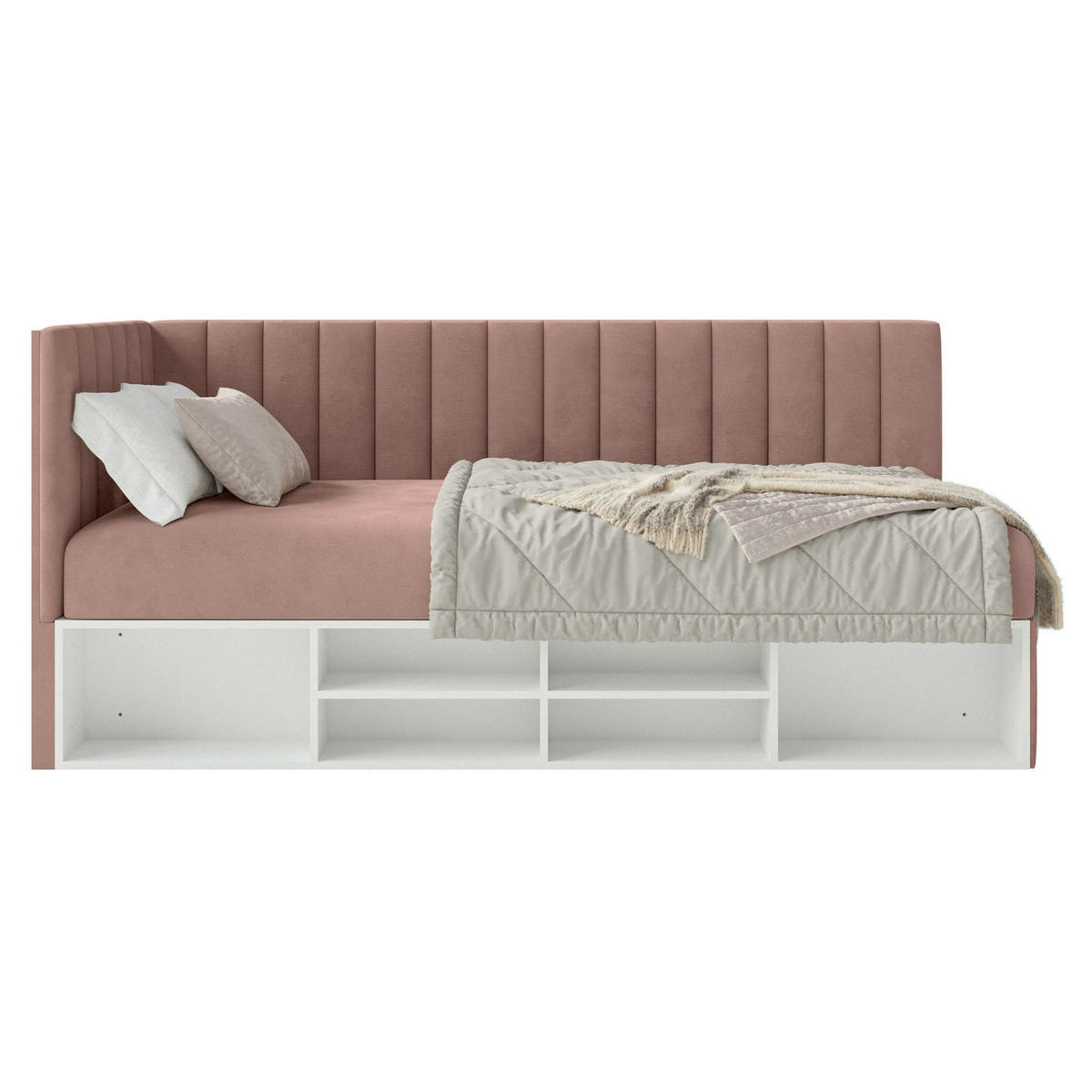 JUGENDBETT Ventrio Hellrosa Easy-Clean-Samtbezug 90x200 cm - Hellrosa, Holz/Textil (90/200cm) - Selsey