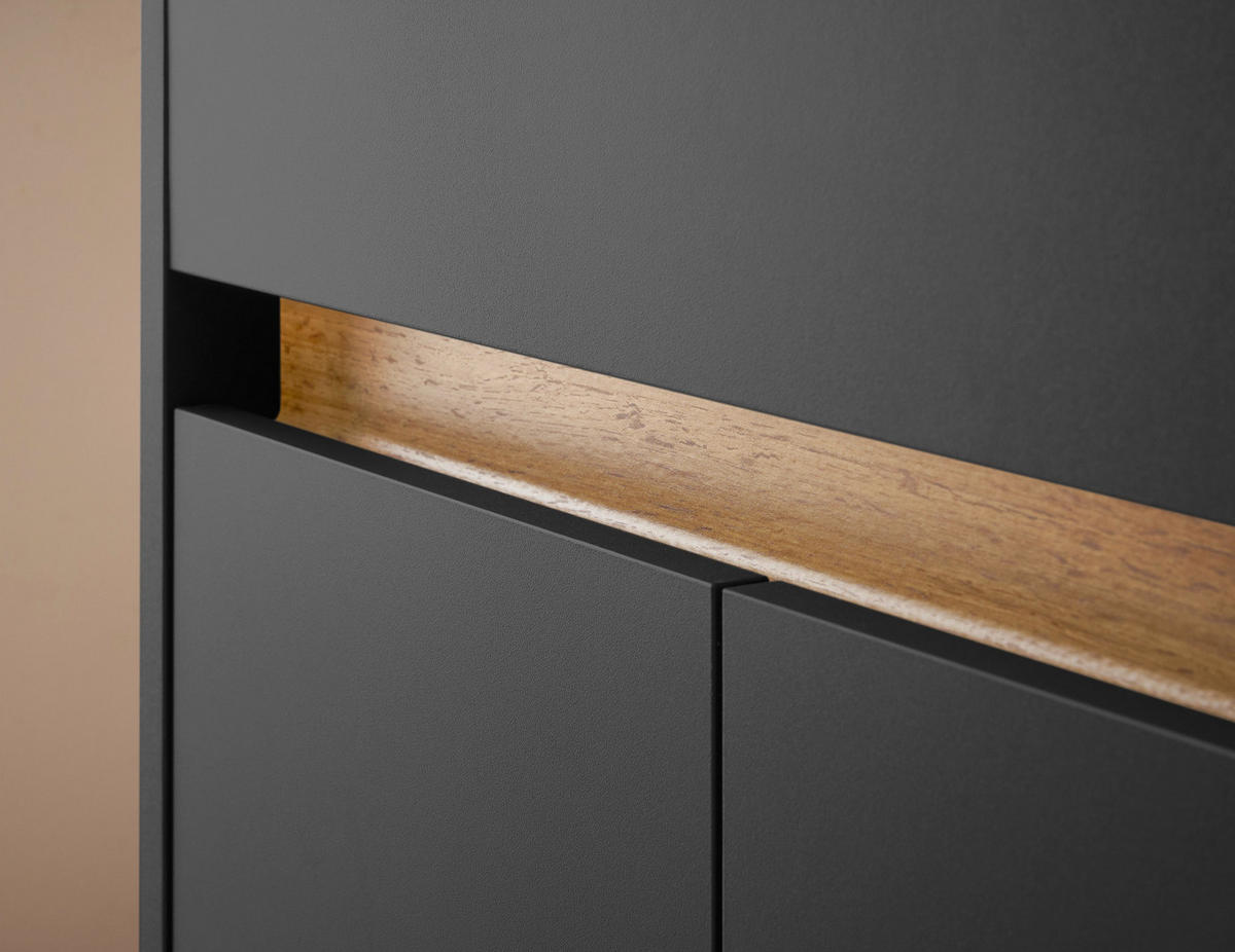 WASCHBECKENUNTERSCHRANK grau matt, Wotan Eiche, Badezimmer Unterschrank 60 cm - Eiche Wotan/Schwarz, Holzwerkstoff/Kunststoff (60/62/34cm) - Furn.Design
