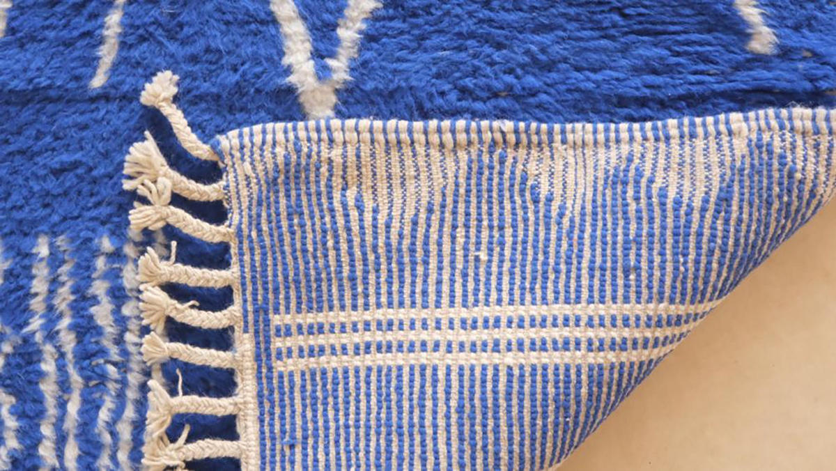 BERBERTEPPICH aus Marokko aus reiner Wolle 200x 300 cm - Blau, Naturmaterialien (200/300cm) - AFK Living