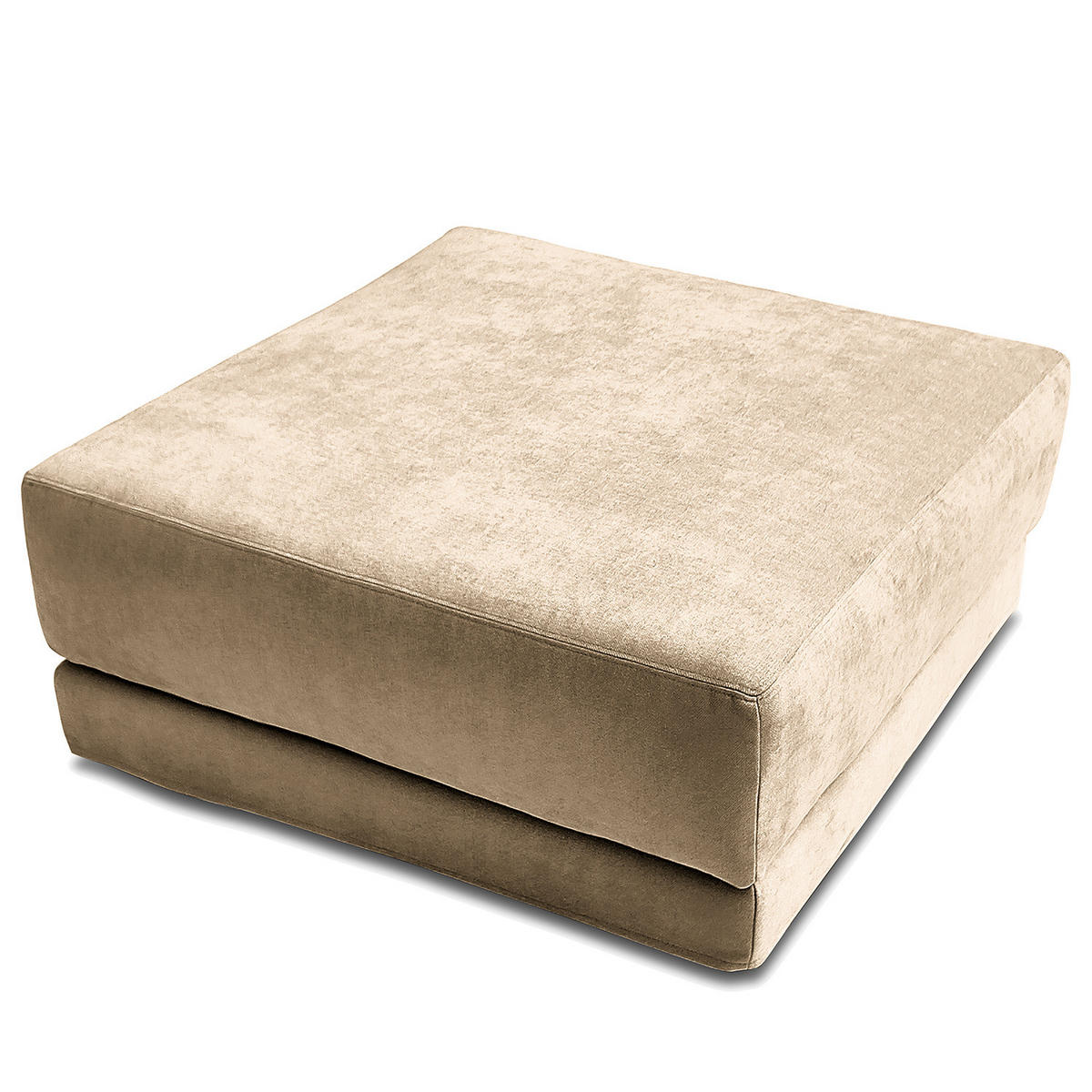 POLSTERHOCKER mit Wechselbezug - Webstoff - Beige/Schwarz, Holz/Kunststoff (92/45/92cm) - home24