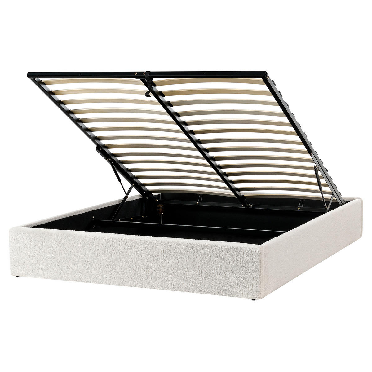 BETT mit Stauraum 160/200 cm Cremeweiß Dinan - Weiß, Textil (160/200cm) - Beliani