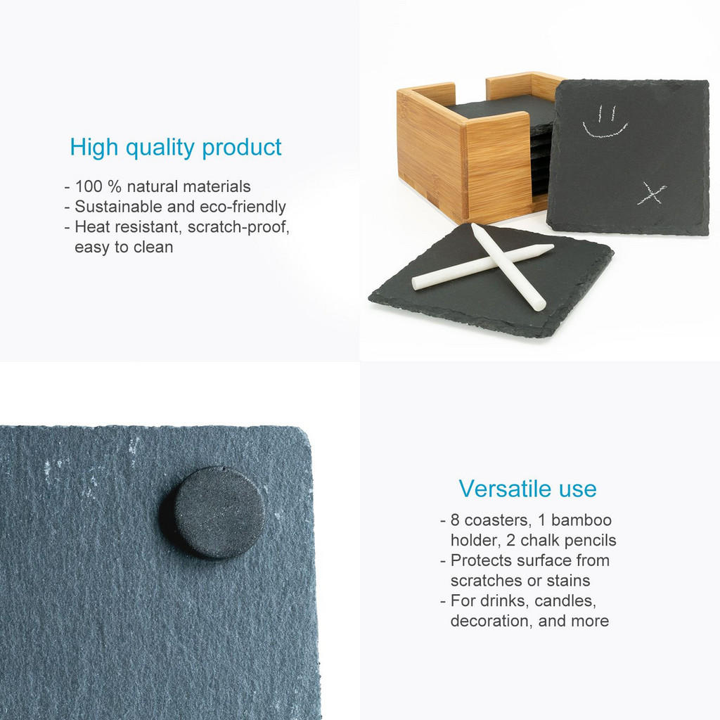 Thumbnail - Intirilife Untersetzer-Set, Schwarz, Stein, 10x10 cm, Wohntextilien, Tischwäsche, Untersetzer