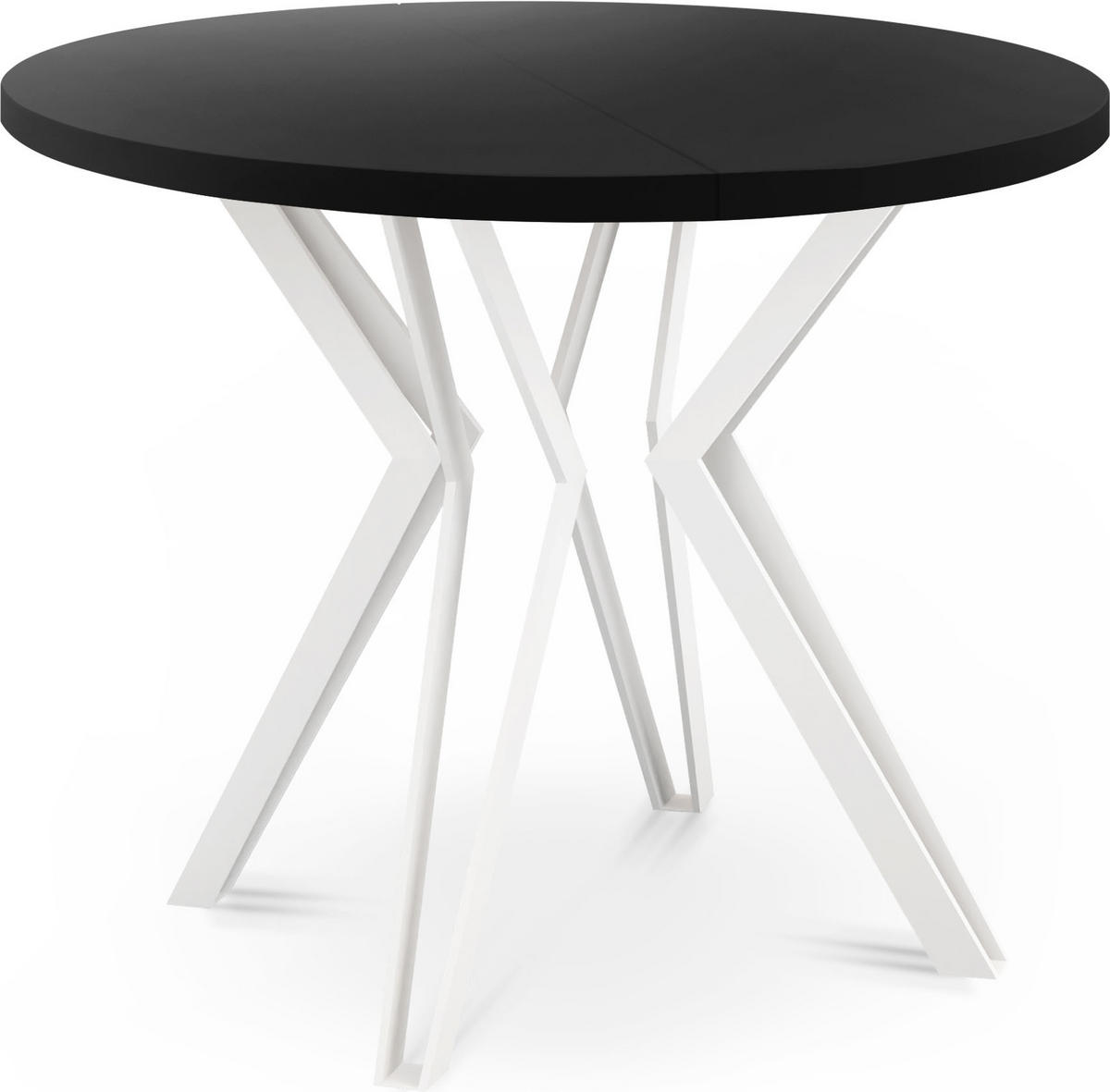 ESSTISCH Austin runder ausziehbarer, Schwarz 100-180/100/76 cm - Schwarz/Weiß, Holzwerkstoff/Metall (100/100/76cm) - WFL GROUP