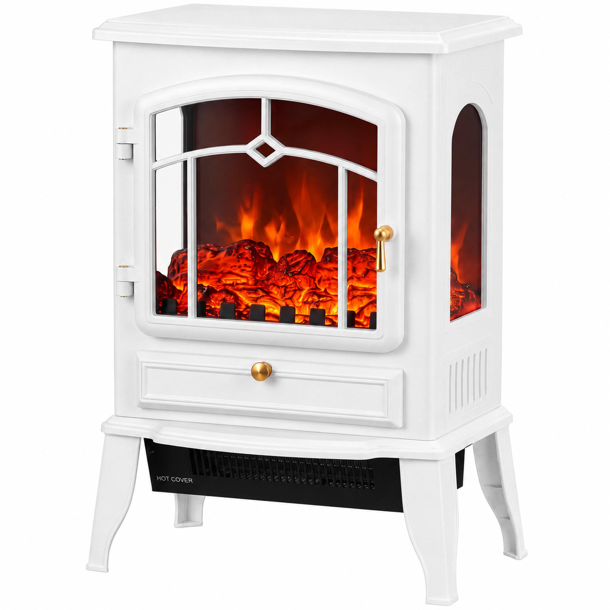 ELEKTRISCHER-KAMIN Verzinktes Stahlblech ABS Weiß - Weiß, Kunststoff/Metall (24/57/39cm) - HOMCOM