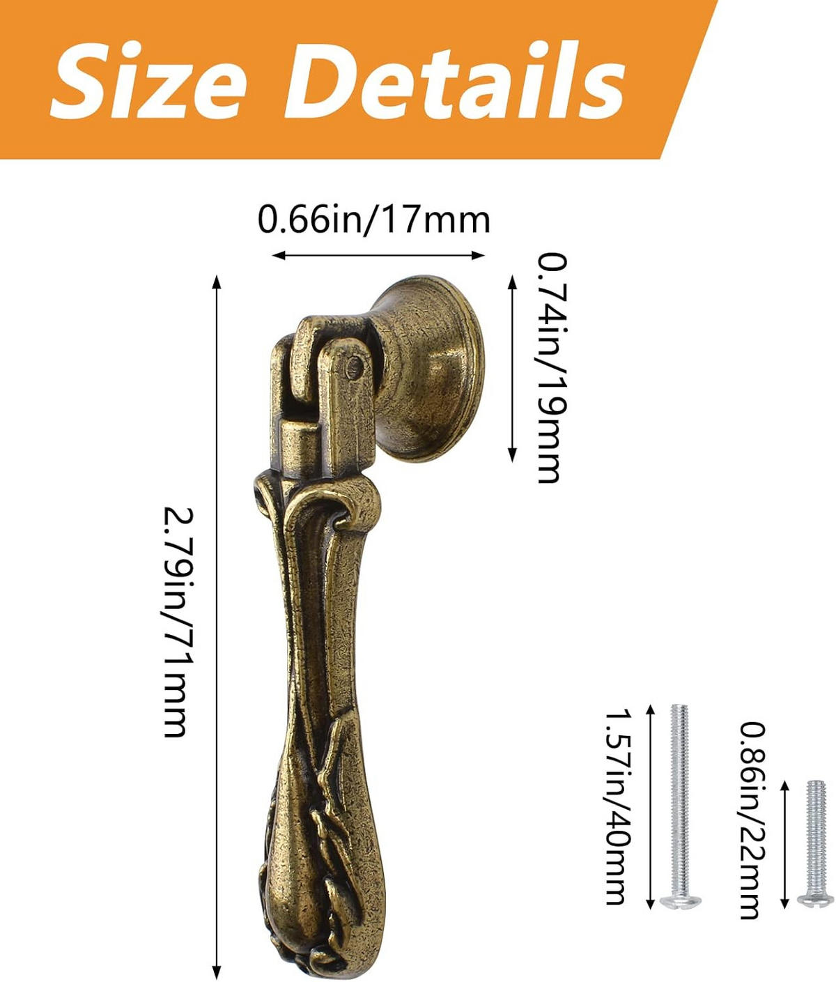 SCHRANKKNOPF Bronze Grün 4er-Set - Orange, Metall (0.17/2/0.71cm)