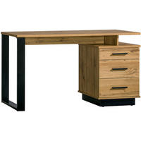SCHREIBTISCH Lamia LA8 Wotan Eiche / schwarz 135 / 56 / 75cm - Schwarz/Braun, Holz/Holzwerkstoff (56/135/75cm) - Feldmann-Wohnen