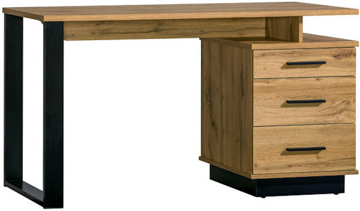 SCHREIBTISCH Lamia LA8 Wotan Eiche / schwarz 135 / 56 / 75cm - Schwarz/Braun, Holz/Holzwerkstoff (56/135/75cm) - Feldmann-Wohnen