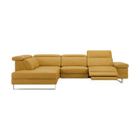 ECKSOFA Virage Echtleder mit 1 x Relaxfunktion Senfgelb - Gelb, Leder/Metall (263/232cm)
