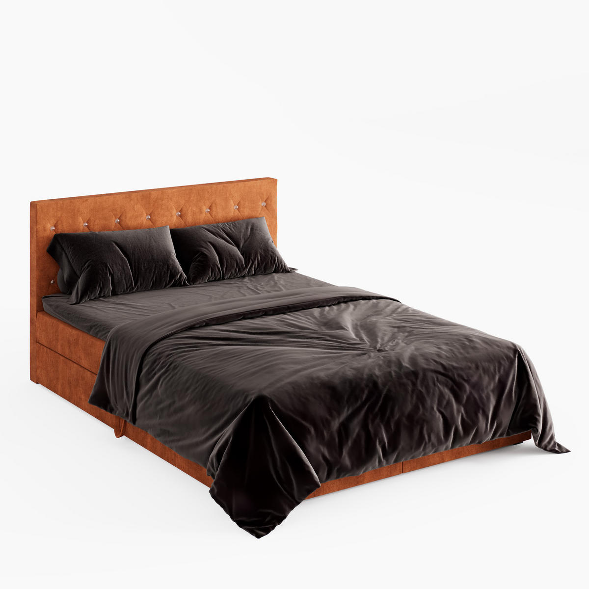 BOXBETT CRYSTAL 200/200 cm, in Hellbraun, Premium Velours-Stoff, Bettkasten, Matratze, Topper - Hellbraun, Textil (200/20cm) - Barchello