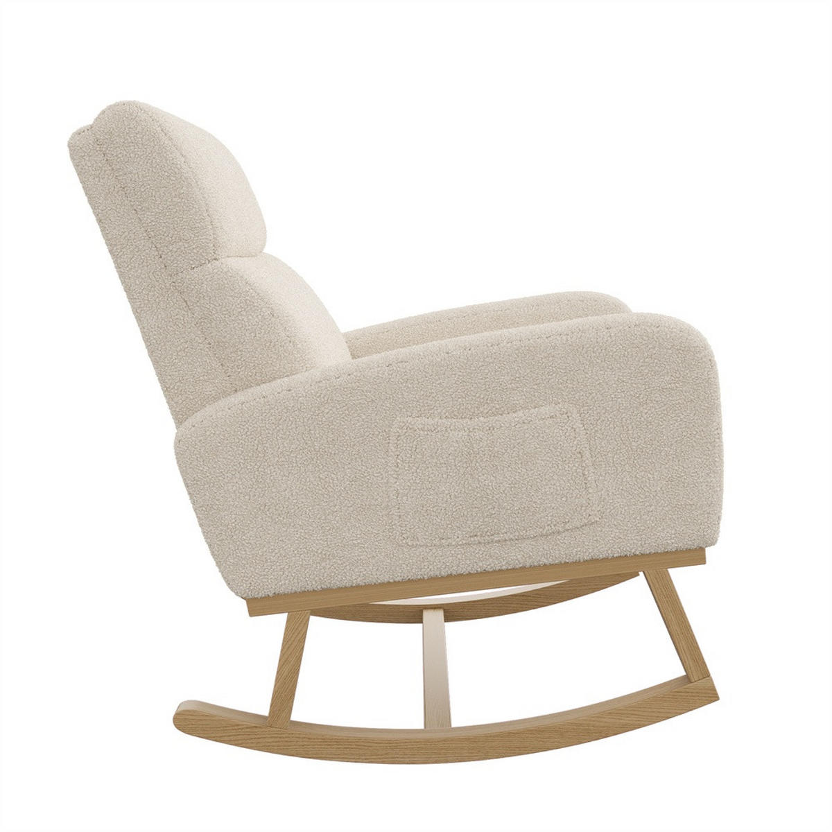 SCHAUKELSTUHL mit Armlehnen - Relaxsessel mit praktischer Seitentasche - Beige - Beige, Textil (69.2/87/78.5cm) - DELFA