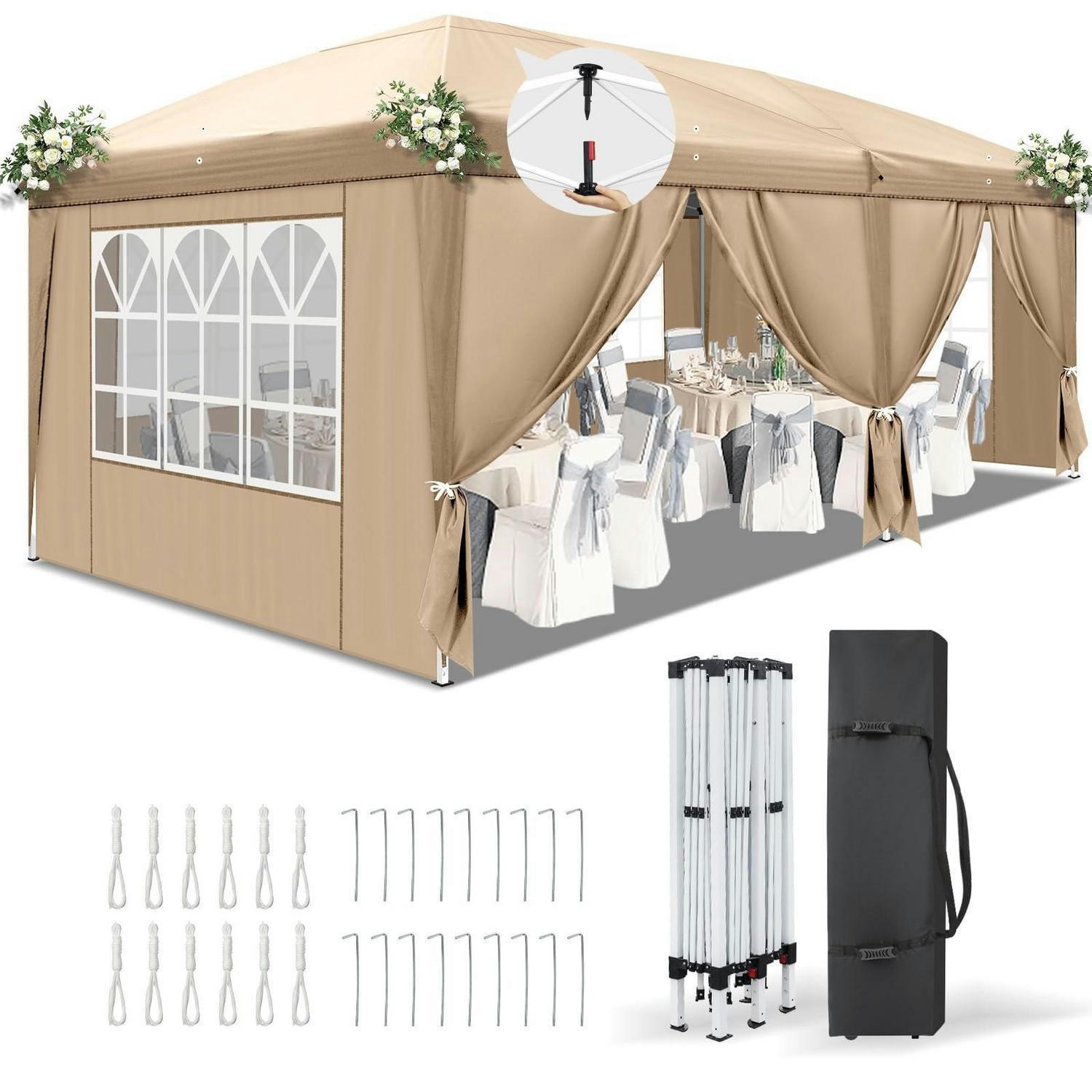 FALTPAVILLON 3x6 m Khaki mit 6 Seitenteilen - Olivgrün, Textil (300/265/600cm)