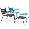 RELAXSESSEL MIT HOCKER 2-tlg., Grau/Pazifikblau - Blau, Metall (64/72/60cm) - Oviala