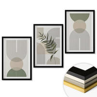 WANDBILDER 3er-Set - 40x60 cm Schwarzer Rahmen - Abstrakte Formen mit Grün - Schwarz, Kunststoff (40/60cm) - ArtPrintCave