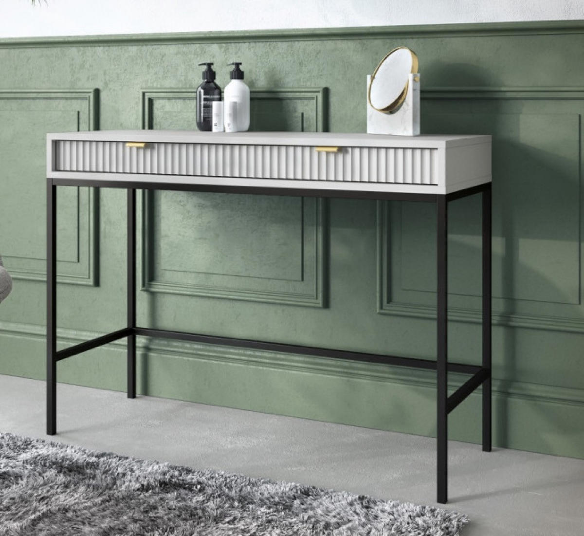 KONSOLENTISCH Grau NEW Schwarz Mit Metallgestell 50x50x77 cm - Grau, Holzwerkstoff (50/50/77cm) - Sepro Meble